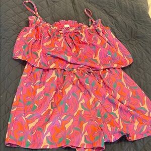 Pink Lily Colorful Patterned Romper